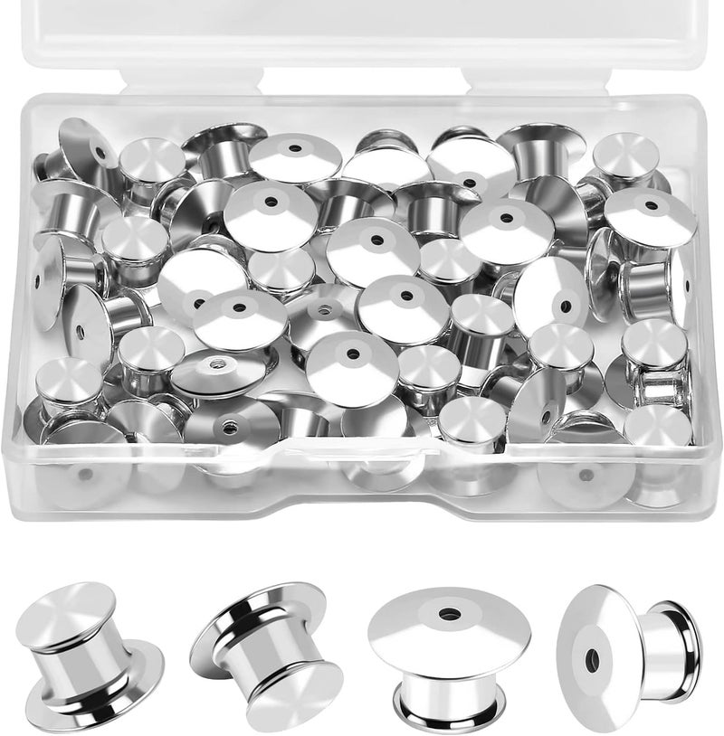 Ceryvop 30 PCS Locking Pin Backs Locking Pin Keepers Clasp, Metal Pin Locks Back - Image 1